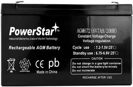 PowerStar Helyettesíti Hatalmas Max MI7-6 6V 7 ah Akkumulátor SLA F1-es Terminál