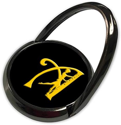 3dRose Alexis Design - Monogram Szépség - Sárga Eredeti, Női Sziluett, Fekete. Elegáns Levél Egy - Telefon Gyűrű (phr_322753_1)