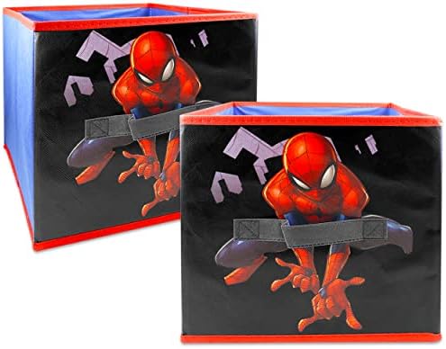 Marvel Pókember Tároló Bin 2 Csomag ~ Szuperhős Szoba Tartozékok Csomag | Pókember Szekrény Tárolók, a Fiúk, a Lányok Szoba Szervezet
