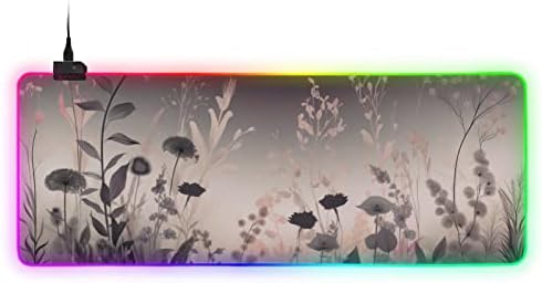 FOLIOSA Gaming Mouse Pad (Esztétikai Virágok), RGB, Könnyű, Nagy Szövet, Puha Asztal Mat Több Fény Mód, Csúszásmentes Gumi Alap 2 Méret