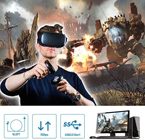 BIKEACCE 16FT Link Kábel VR Quest 2, Nagy Sebességű PC Adatátvitel USB-C-USB-C Kábel VR Headset Gaming PC Kompatibilis az Oculus/Meta