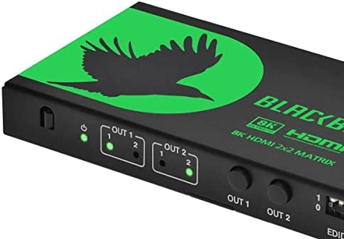 Monoprice Feketerigó 2x2 HDMI Matrix Audio Kitermelés, HDMI 2.1, HDCP 2.3 Csatlakoztassa Két 8K60 Források Két 8K60 Monitorok Küldeni Tartalmat,