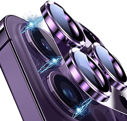 Kivujafe iPhone 14 Pro/iPhone 14 Pro Max Kamera Lencséjét Védő, [Erős Csepp Védelem] [Nem Könnyű Fall-off] Fém Gyűrű Edzett Üveg