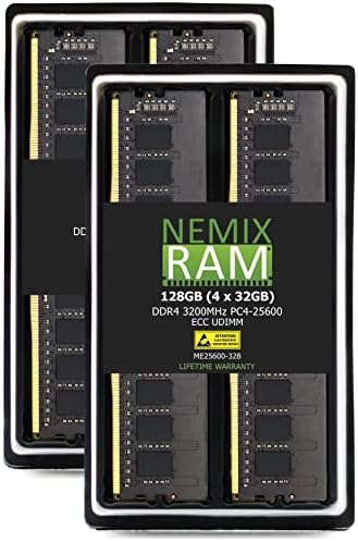 NEMIX RAM, 128GB (8X16GB) DDR4 3200MHZ PC4-25600 ECC UDIMM Kompatibilis SUPERMICRO M12SWA-TF