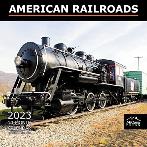 : MICASA Amerikai Vasút 2023 függeszthető kivitel Havi Fali Naptár | 12 x 24 Nyitva | Vastag & Erős Papír | Giftable | Ticket to Ride