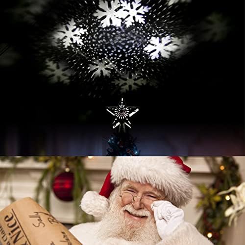 JESSKY Csillag karácsonyfa Topper Kivilágított, Beépített Forgó Mágikus Labda, Karácsonyi Dekoráció, LED Treetop Projektor Korona karácsonyfa,