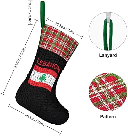 Zászló Libanon Sequin Karácsonyi Ünnep Harisnya Reverzibilis színváltó Mágikus Raktáron a karácsonyfa Kandalló Zokni
