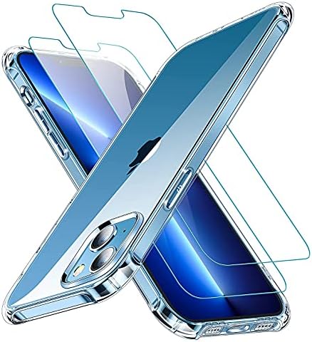 CANSHN Tiszta Kompatibilis iPhone 13 Pro Max-Ügyben [2 db Edzett Üveg kijelző Védő fólia] Tiszta Kompatibilis iPhone 13-ügyben [2