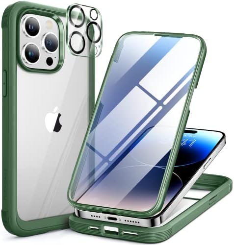 Miracase Üveg-Sorozat Célja az iPhone 14 Pro Max Esetben 6.7 Hüvelykes,[2023 Frissítés] Teljes Test Lökhárító Esetben, Beépített 9H Edzett