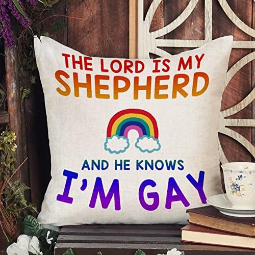 Meleg Büszkeség Szivárvány LMBT Azonos nemű Meleg Párnát Fedezi Az Úr az Én Pásztorom, nem Tudja, hogy Meleg vagyok párnahuzat párnahuzat