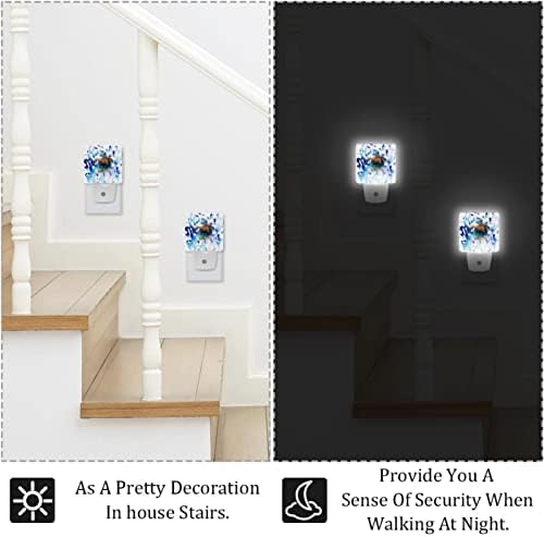 2 Csomag Plug-in Éjjeli LED-es Éjszakai Fény, Akvarell Teknős az Alkonyat-hogy-Hajnal Érzékelő Gyerek Szoba