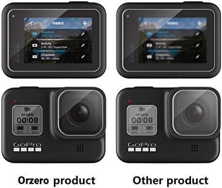 (3 Szett 9 Csomag) Orzero Edzett Üveg Protector Kompatibilis a GoPro Hero 8, 3pcs Képernyő Védő+3pcs Kijelző Lencse Védő+3pcs Első Képernyő