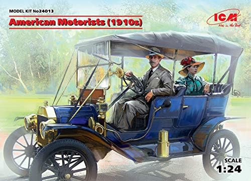 ICM 1/24 Skála Amerikai Autósok (1910-es) 2. Ábra Szett, Férfi, Vezető, illetve a Női Utas, Új Formák - Műanyag Ábra a Modell-Készlet 24013