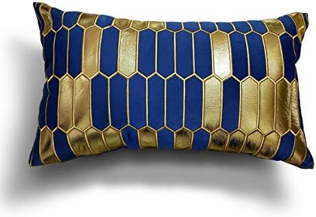MENGT Kék-Arany Párna Fedezze 18x18 Hüvelyk Puha Bársony Anyag Modern Design Hímzett Dekoratív párnahuzat Luxus Európai Stílusú párnahuzat