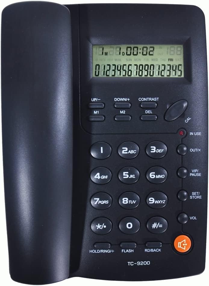 Vezetékes Telefon, TC-9200 Fekete kihangosító Hívófél-AZONOSÍTÓ Fix Vezetékes Telefon, Családi/Üzleti Office/Hotel