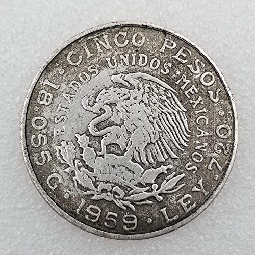 Antik Kézműves 1859-1959 Mexikói Sárgaréz Bevonatú Ezüst ezzel a Régi 0059Coin Gyűjtemény Emlékérme