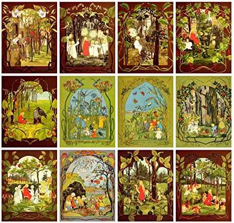 2023 Fali Naptár [12 oldal 8x12] Kis Erdő, az Emberek által Sibylle von Olfers Régi Könyv Illusztráció
