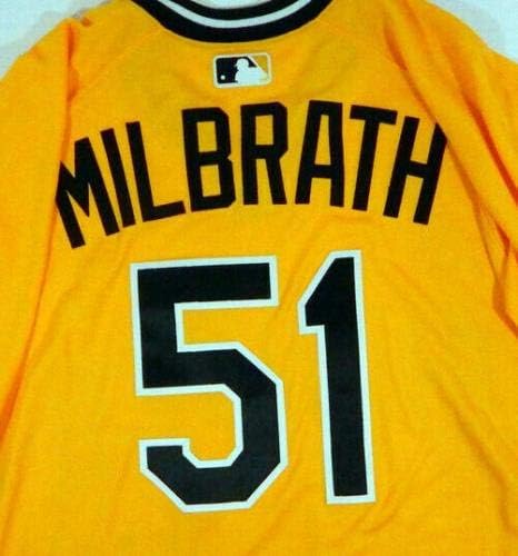 2018 Pittsburgh Pirates Jordan Milbrath 51 Játék Kibocsátott Sárga trikót 79 TBTC 45 - Játék Használt MLB Mezek
