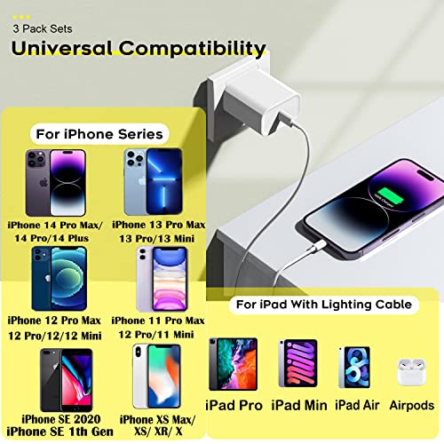 [Apple Mpi Hitelesített] Gyors Töltő, iPhone,3Pack iPhone Töltő Gyors Töltés 6Foot Apple Töltés USB-C Töltő Adapter 6FT Típus C-Lightning