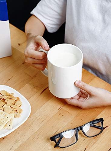 Porcelán Fehér Kávés Bögre Készlet 4-15 Uncia Csésze, Nagy Fogantyú a Forró vagy Hideg Italok, mint a Kakaó, Tej, Tea vagy Víz - Sima