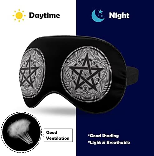 Szürke Öt Csillag Pentagram Nyomtatás Szem Maszk Fény Blokkoló Aludni Maszk, Állítható Heveder Utazási Alszik Műszakban végzett