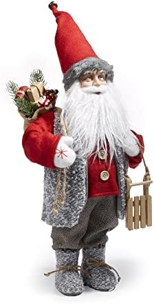 Giftcraft 682790 Karácsonyi Álló Santa Dekoráció, 18 col, Polyester, Műanyag, Polivinil-Klorid, Közepes Sűrűségű Farostlemez