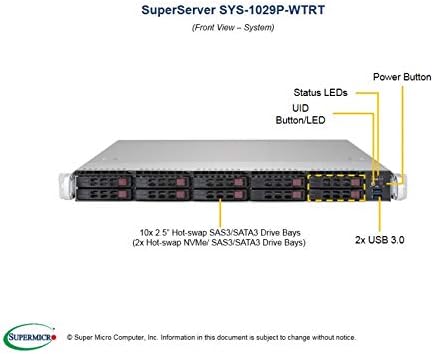 Supermicro SYS-1029P-WTRT 1U Xeon LGA3647 C621 Max.1.5 TB 10x2.5SAS/SATA Barna Doboz