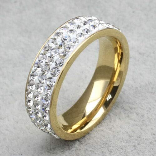 T-Ékszerek (Fehér) Rozsdamentes Acél Női Luxus Együttes Mérete 5-13 Eljegyzés, Esküvő, Arany Gyűrű Ajándék (8)