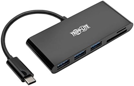 Tripp Lite USB-C Hub Többportos Adapter Átalakító w/ 3x USB-A, Micro SD, SD/MMC Memóriakártya-Olvasó Thunderbolt 3, Fekete (U460-003-3AMB)