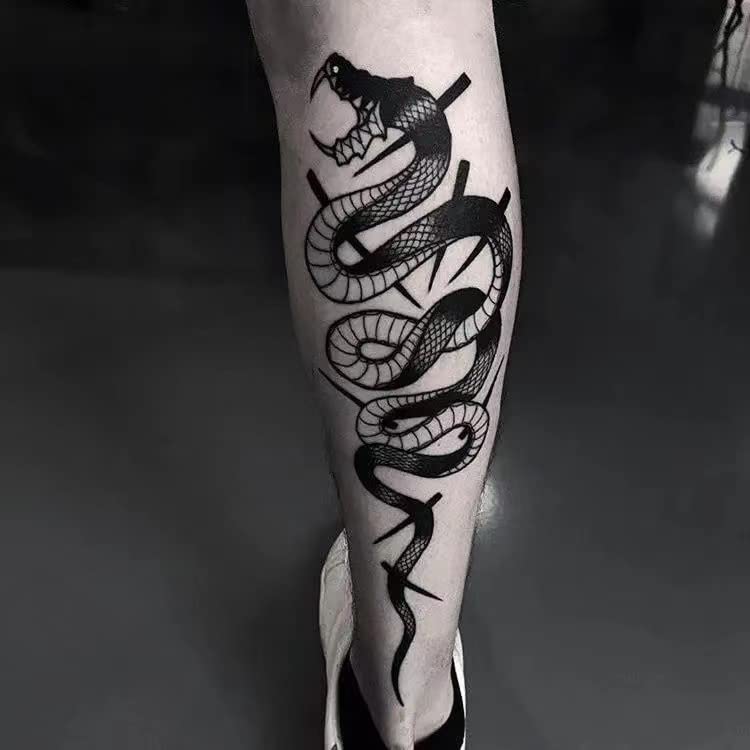 4 Lap Yeahgoshopping Fekete Kígyó Ideiglenes Tetoválás A Férfiak A Nők Nyakát, Karját Body Art Vízálló Hamis Tetoválás Matricák Flash