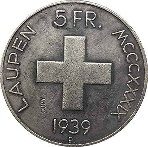 Kihívás Érme Svájc 1939 5 Franken Csata Laupen Másolás Érmék Másolás Díszek Gyűjtemény Ajándékok Érme Gyűjtemény