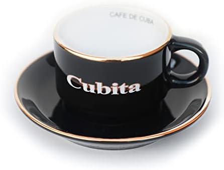 BIBI Espresso Csésze Készlet Kubai kávét, 6 Kis Kerámia Csésze Megfelelő Csészealjak (3 oz) - Tazas de kávézó Cubita