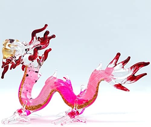 Sansukjai Sárkány Miniatűr Kézzel Fúvott Üveg-Art Figurákat Állatok Gyűjthető Ajándék, Otthon Dekoráció, Rózsaszín