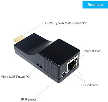 DDMALL HE35IR 4K HDMI Extender Át CAT5e/CAT6 Kábel IR Távirányító, Helyi Hurok Ki, Akár 230ft a 4K@60Hz, HDR, HDCP 2.2/1.4, 2.0 HDMI Támogatja