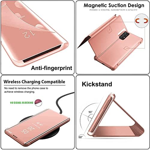 Kompatibilis a Samsung Galaxy Note 9 Esetben Flip Bőr Borító Tiszta S-Tükröt Ütésálló burkolat Kitámasztó Anti-Semmiből Védő Telefon