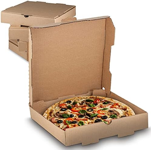 MT Termékek Pizza Dobozok 10x10 Cm - Kraft Hullámos B-Fuvola, Karton, Kis Pizza Dobozok - Pizza doboz Tartja Pizza Friss