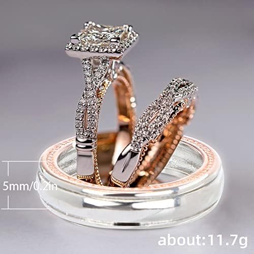 2023 Új Női Luxus Rose Gold Pezsgő Megfelelő Gyűrűk Klasszikus Divat Tér Cirkon Eljegyzési Gyűrűk Unisex Három Darabos Készlet Gyűrű