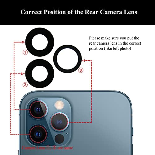 LOZOP 2 db Hátsó Kamera Objektív Üveg Csere Ragasztó Előre Telepített Kompatibilis iPhone 12 Pro (3 Db/Szett) a Javítás Eszközöket,