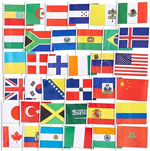 Juvale 72-Pack országzászlók - Nemzetközi Zászlók A Világ, Party Dekoráció, 72 Különböző Országok, különböző Színben, 7.5 x 5,2 cm