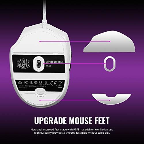Cooler Master MM720 Fehér Matt Könnyű Gaming Mouse a Ultraweave Kábel, 16000 DPI Optikai Érzékelő, RGB, Egyedi Körmös Markolat Alakja (MM-720-WWOL1)