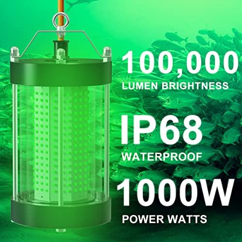 NS LED Zöld Halászati Lámpa 50W/100W/300W/500W/2000W Este Hal Vonzza a Fény, IP68 Vízálló DC12V/AC220V a 19.6/32.8/98.4 FT