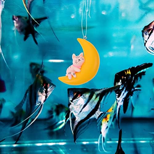 POPETPOP 2db Úszó akvárium Dekoráció Aranyos Macska Alszik A Hold Ábra Játékok Úszó Golyókat a Betta Aranyhal Garnélák Akvárium Tartozékok