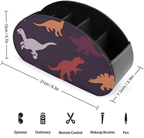Multi-Színes Dinoszauruszok TV Távirányító tartó, 5 Rekeszes PU Bőr Szervező Asztal Caddy Tároló Doboz