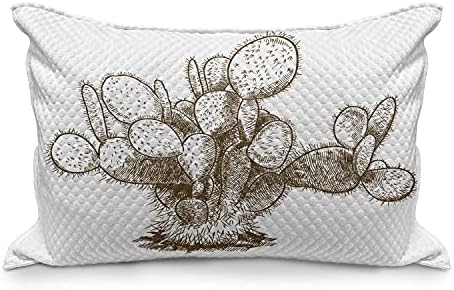 Ambesonne Kaktusz Steppelt Pillowcover, Antik Vázlatos Sivatagban Ültetvény Kézzel Rajzolt, Mint egy Sima Háttér, Standard Queen