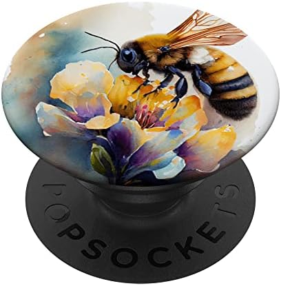 Méh a Virág Akvarell Illusztráció PopSockets Cserélhető PopGrip