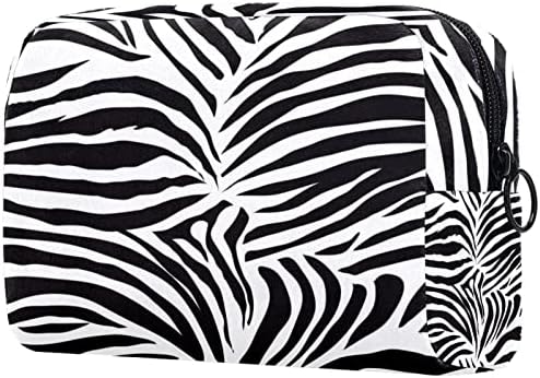TBOUOBT Ajándékok Férfiaknak a Nők a Smink Táskák Tisztálkodási Tok Kis Kozmetikai Táskák, Zebra Mintás Fekete Fehér Csíkkal, Modern