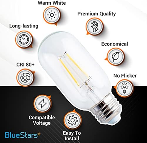 BlueStars Prémium T45/T 14 E26 Vintage Szabályozható LED Izzó 120V 5W (Egyenlő 60 Watt) Nagy teljesítményű, Meleg Fehér Fény E26 Bázis 2700K