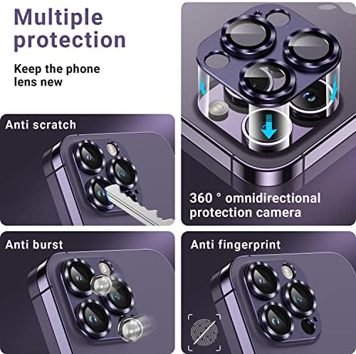 Korecase iPhone 14 Pro Max/iPhone 14 Pro Kamera Lencséjét Védő, Fém Edzett Üveg Kamera Fedél Film, Erős Tapadású, 9H Keménység Anti-Semmiből