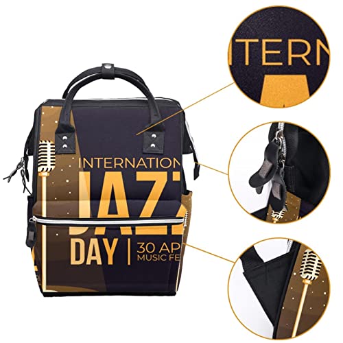 Nemzetközi Jazz Nap április 30-Zene Fesztivál Pelenka Tote Bags Múmia Hátizsák Nagy Kapacitású Gyapjas Zsák Ápolási Utazó