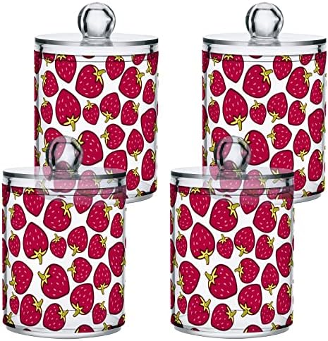 A gyümölcs Piros Eper Berry 2 Csomag Vatta Labdát Jogosultja Szervező Adagoló Műanyag Fürdőszoba Üvegek szemhéjakkal Vatta
